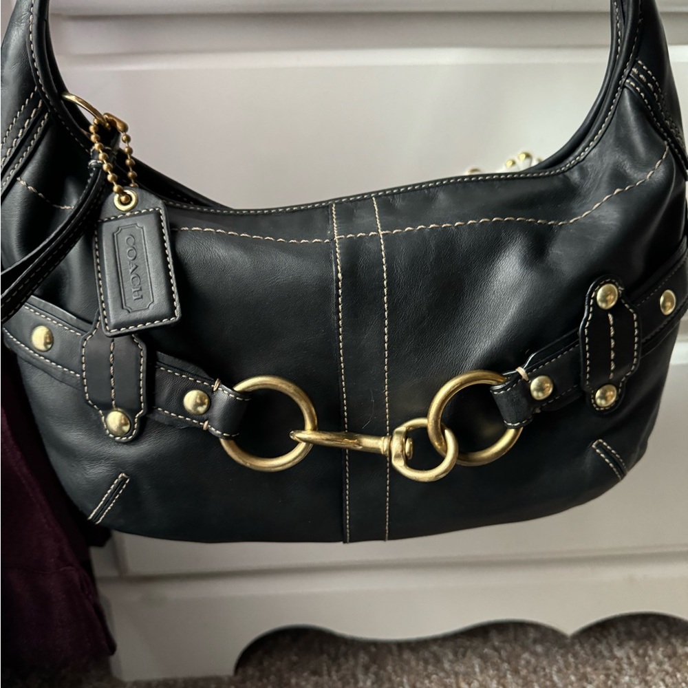 Coach Black Leather Hampton Ergo Shoulder Bag